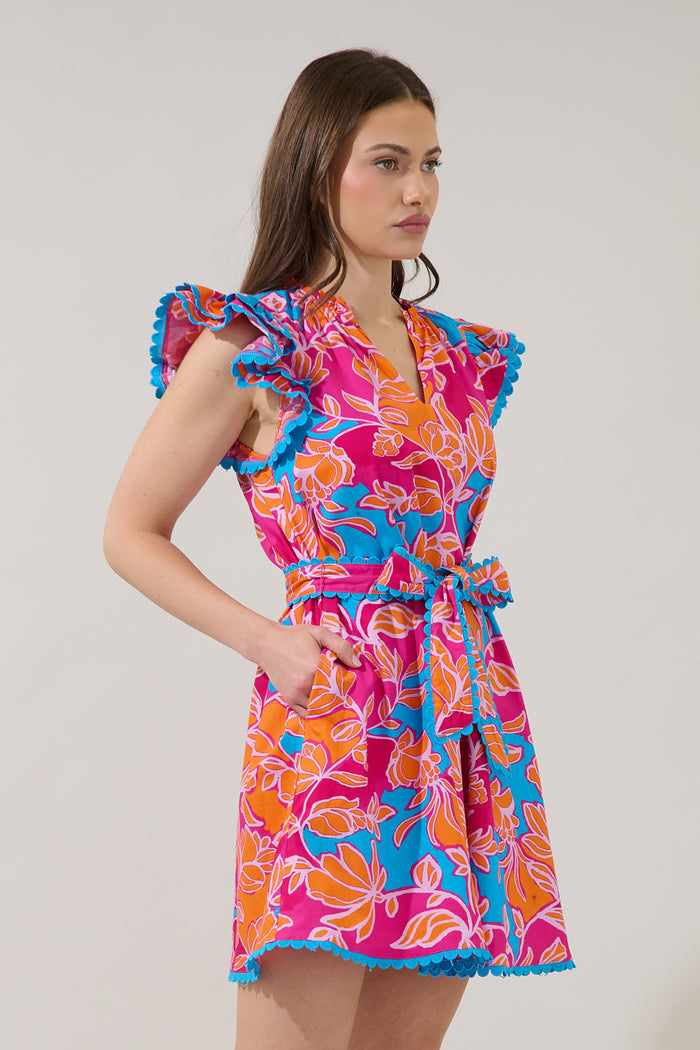 Cerina Ruffle Shift Mini Dress Dalsia Floral