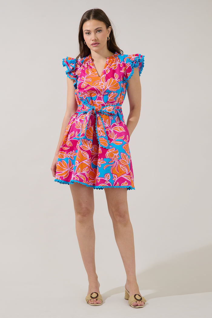 Cerina Ruffle Shift Mini Dress Dalsia Floral