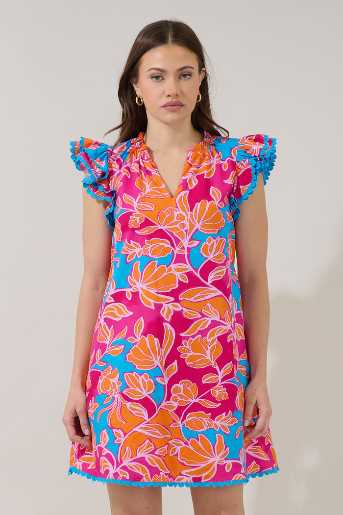 Cerina Ruffle Shift Mini Dress Dalsia Floral