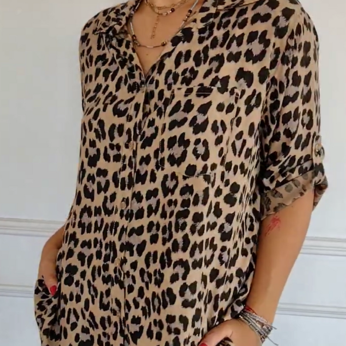 Charlene™ | Stylish Leopard Print Blouse