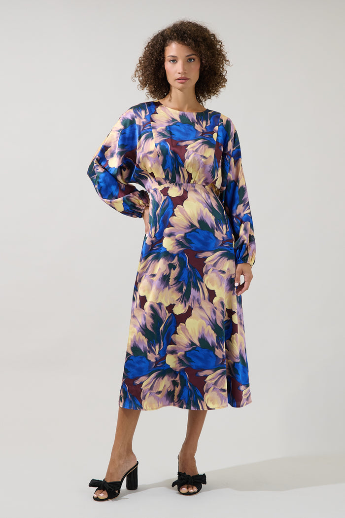 Charline Dolman Sleeve Midi Dress Irelia Floral