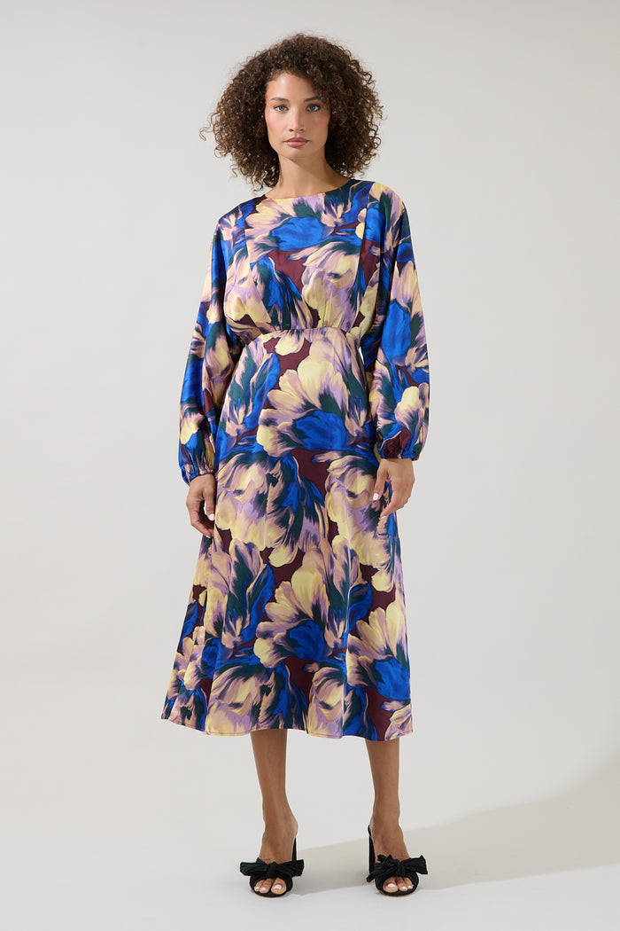 Charline Dolman Sleeve Midi Dress Irelia Floral
