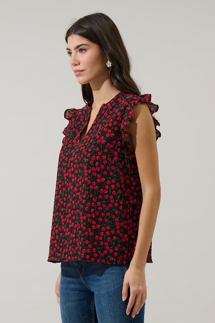 Cherry Crush Ruffle Blouse
