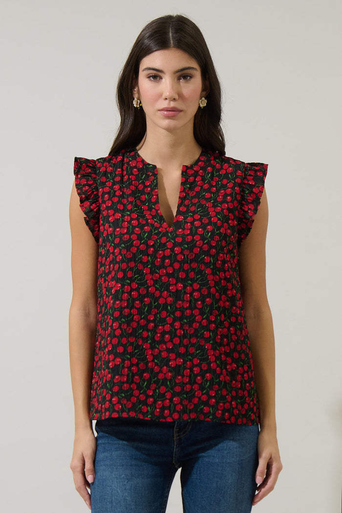 Cherry Crush Ruffle Blouse