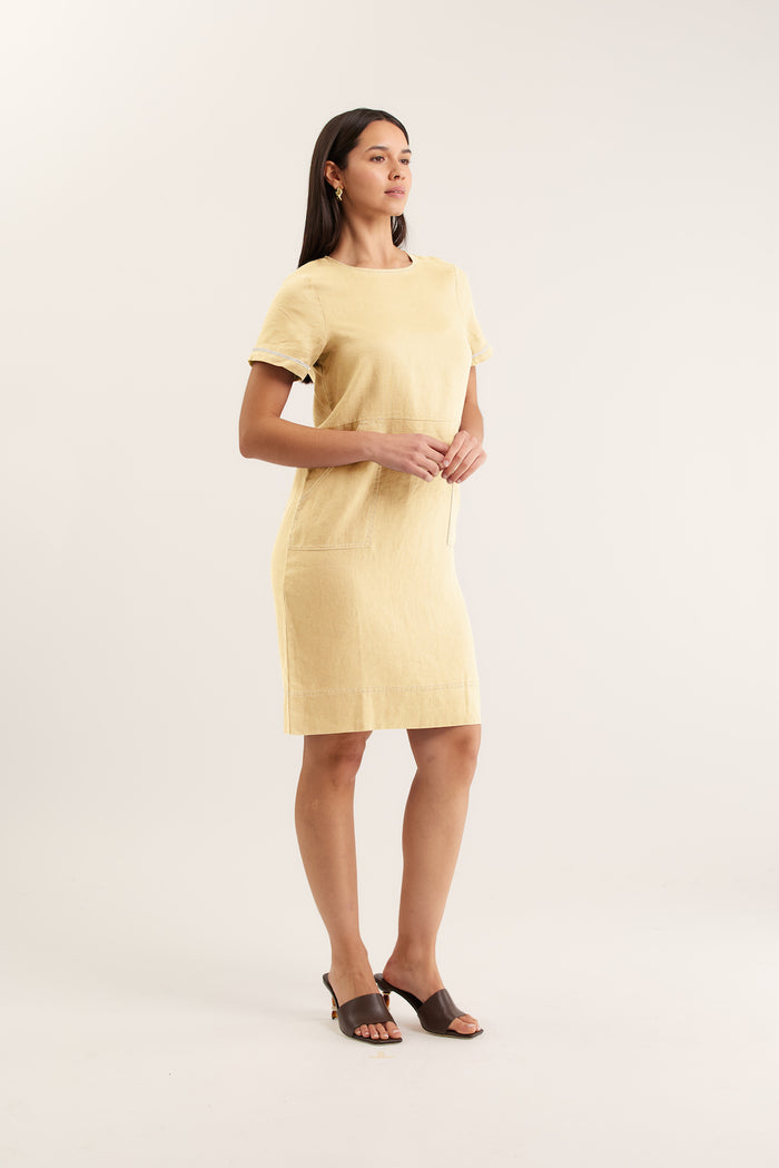 Chiara Linen Dress In Lemon