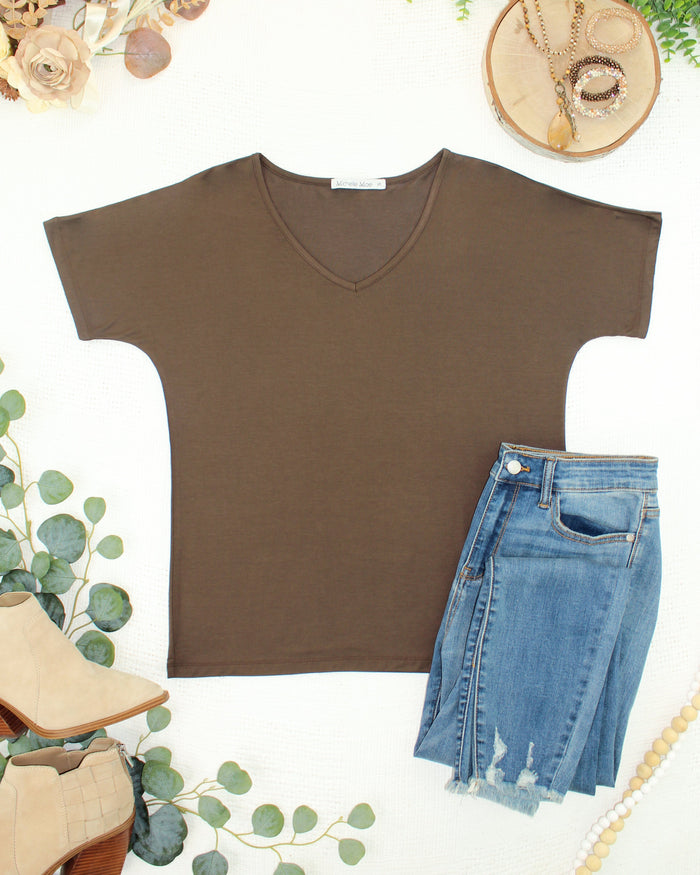 Chloe Cozy Top - Brown by Michelle Mae