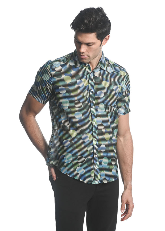 CIRCLES COTTON/SILK S/S WOVEN SHIRT