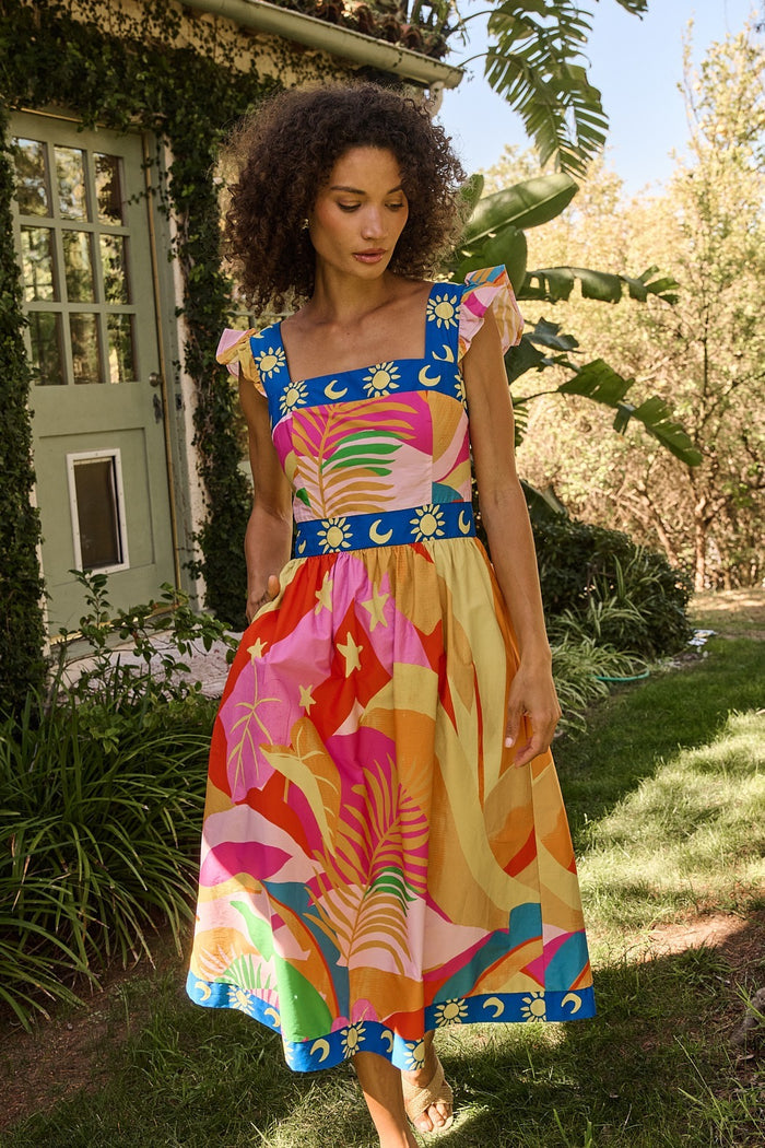 Citra Smocked Midi Dress Tropical
