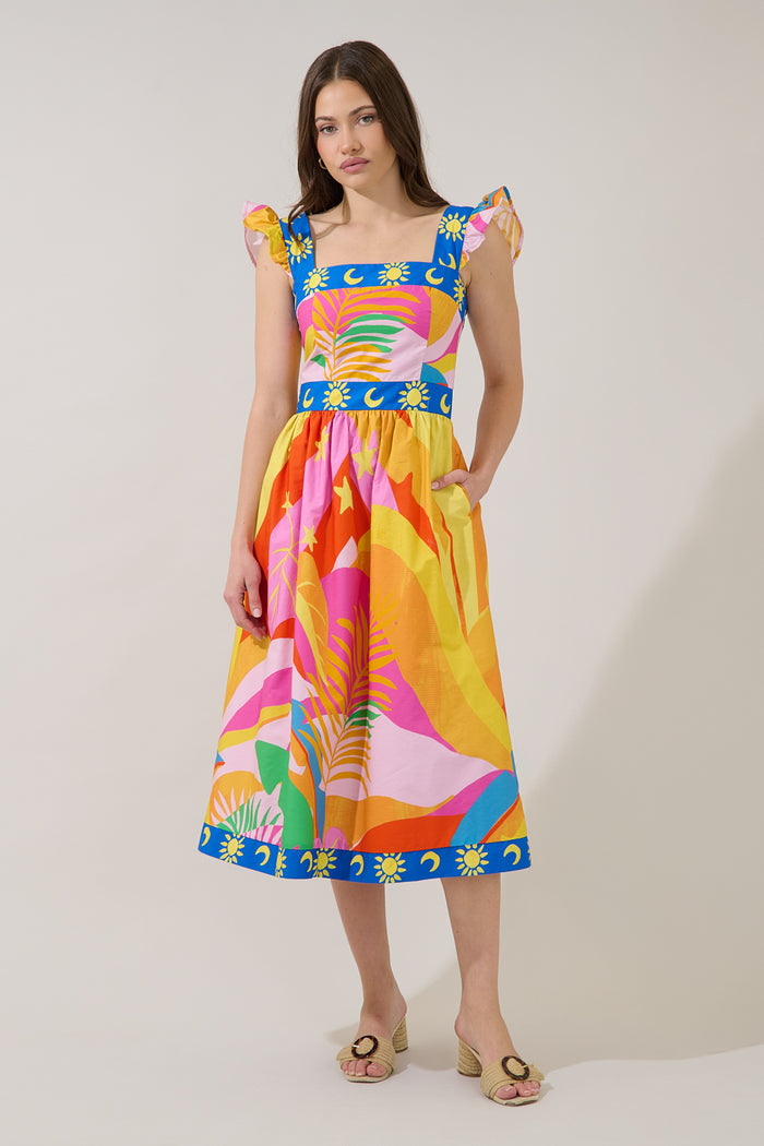 Citra Smocked Midi Dress Tropical