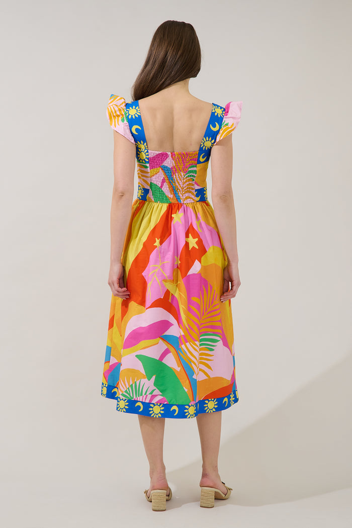 Citra Smocked Midi Dress Tropical