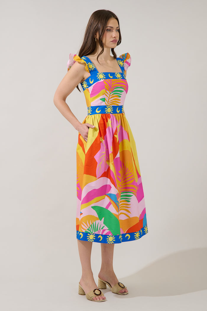 Citra Smocked Midi Dress Tropical