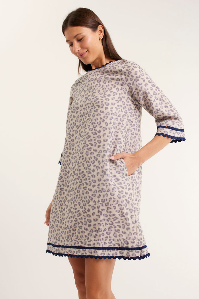 Claire Linen Dress In Animal