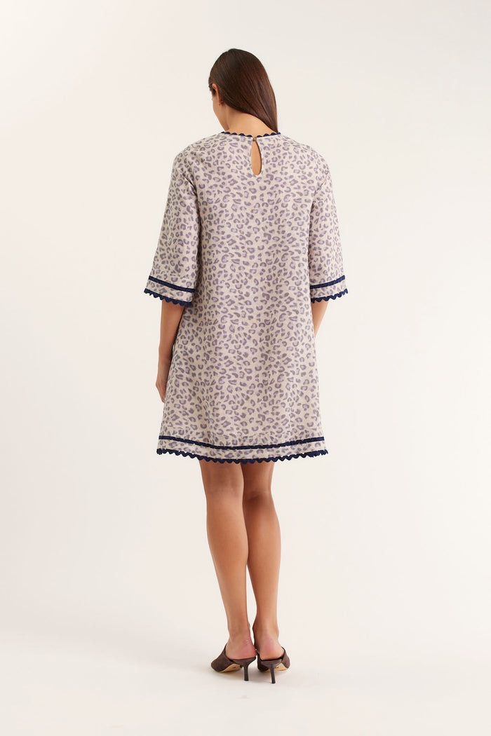 Claire Linen Dress In Animal