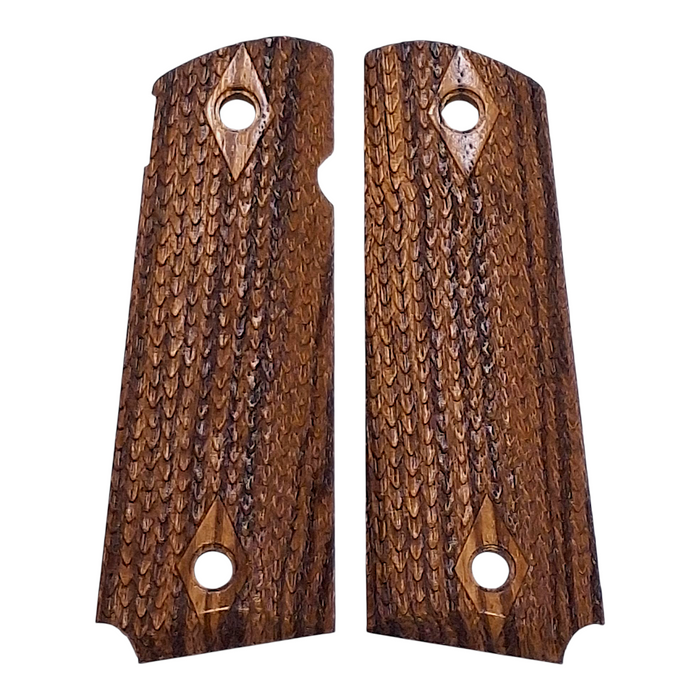 CLEARANCE - Zebrawood Double Diamond Dragon Scale 1911 Grips (Full Size)