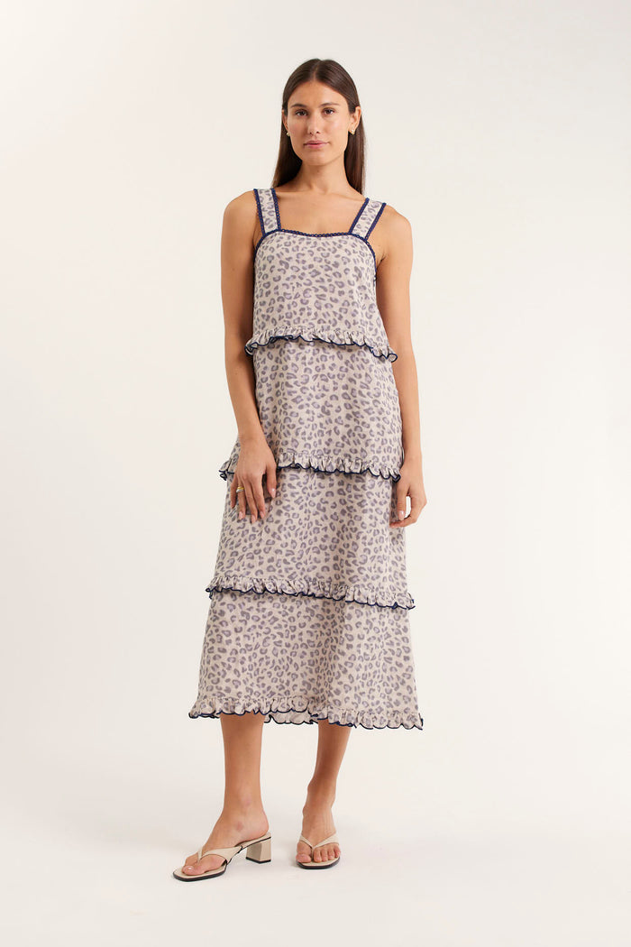 Clementine Linen Dress In Animal