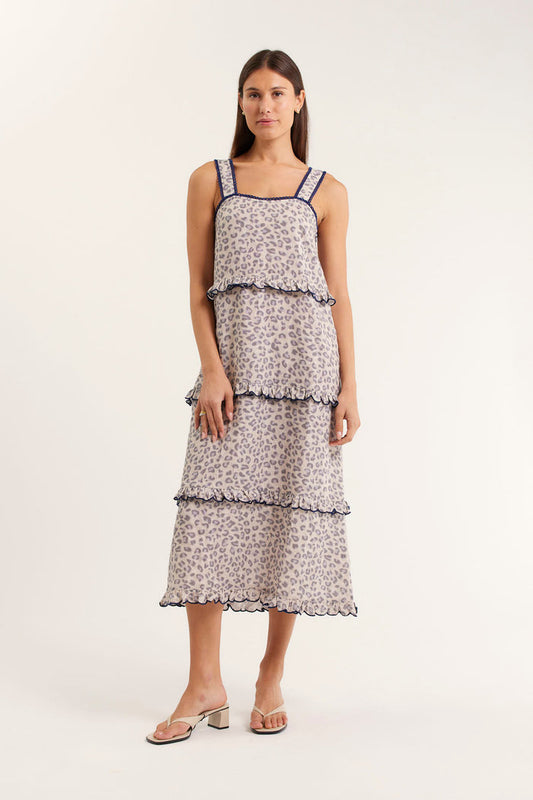 Clementine Linen Dress In Animal
