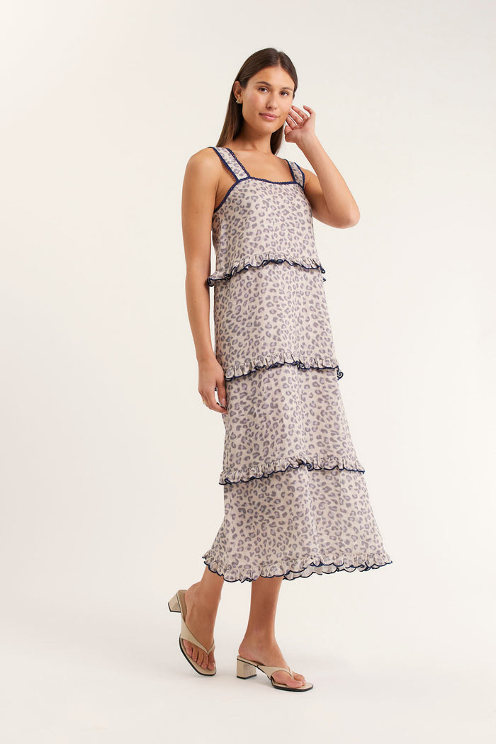 Clementine Linen Dress In Animal