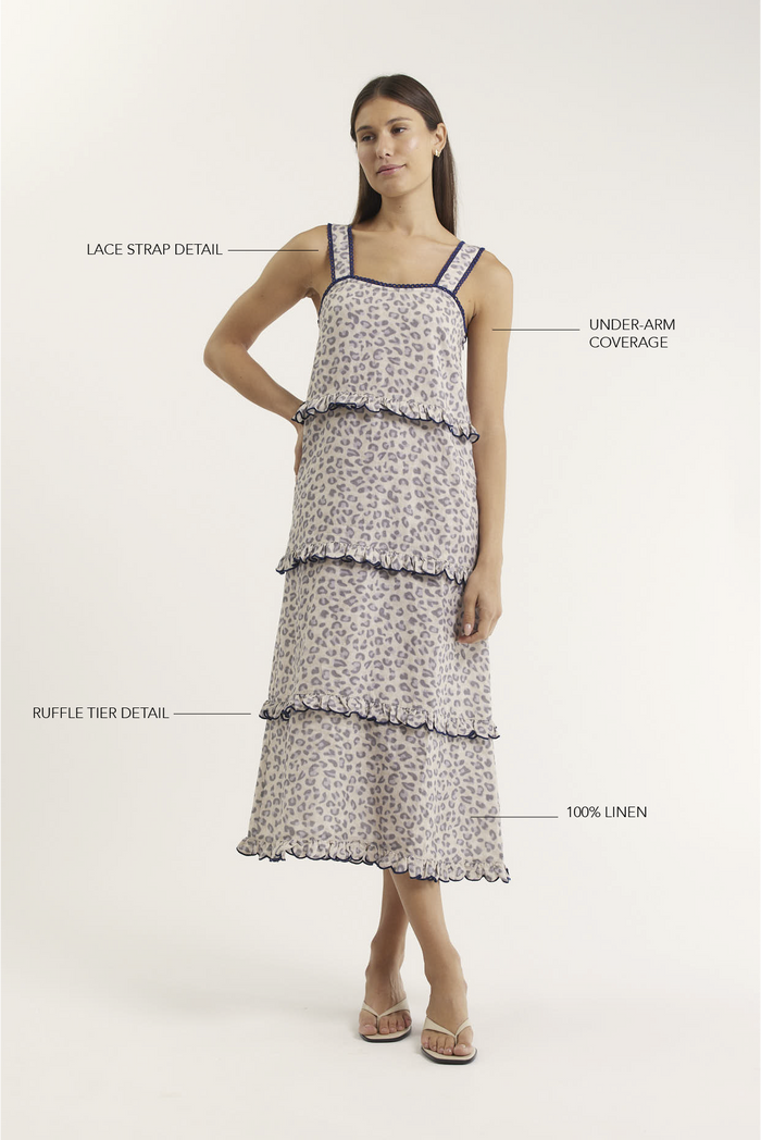 Clementine Linen Dress In Animal