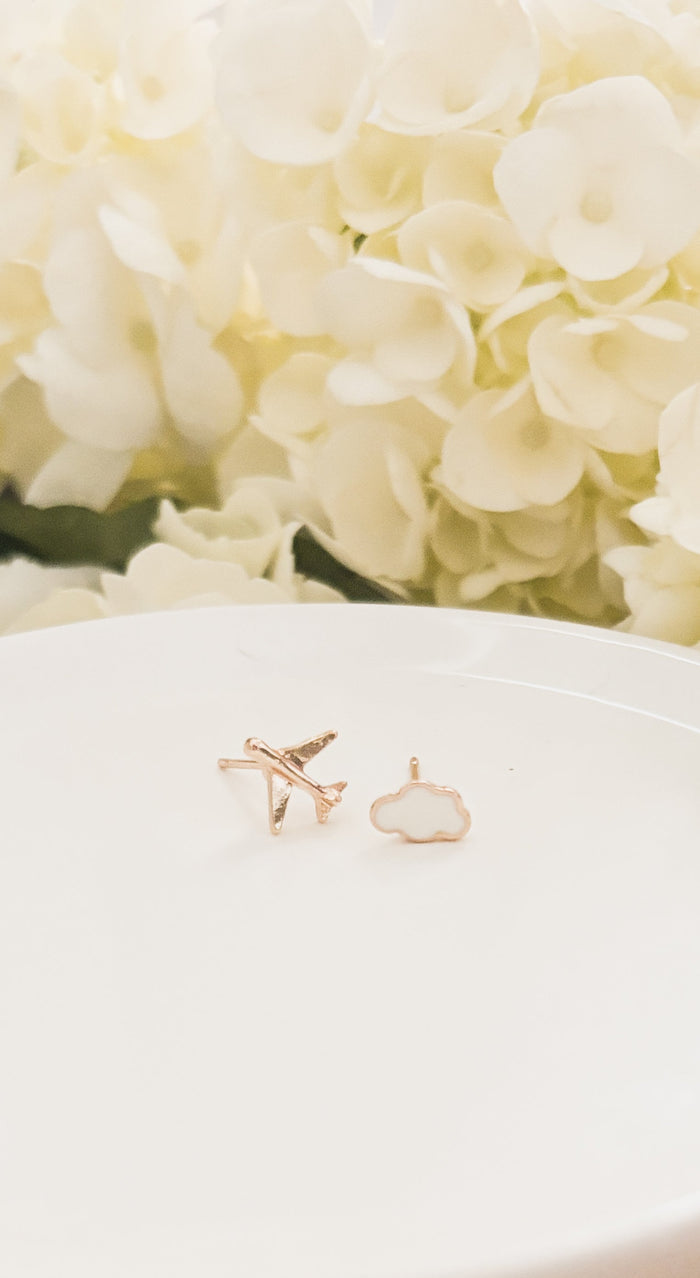 Adorable Cloud and Airplane Stud Earrings Rooted Home Goods