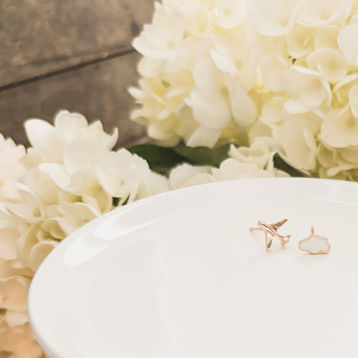 Adorable Cloud and Airplane Stud Earrings Rooted Home Goods
