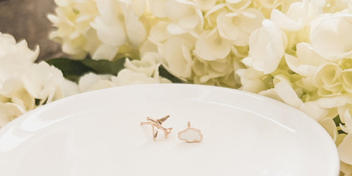 Adorable Cloud and Airplane Stud Earrings Rooted Home Goods