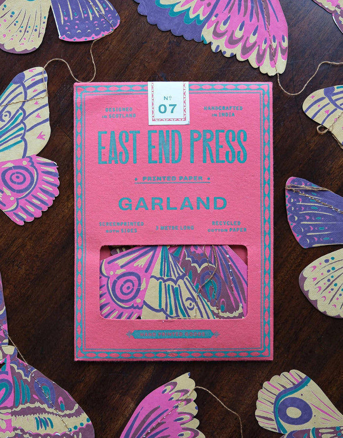 Colourful Butterflies Hand Printed Garland No.07,  East End Press