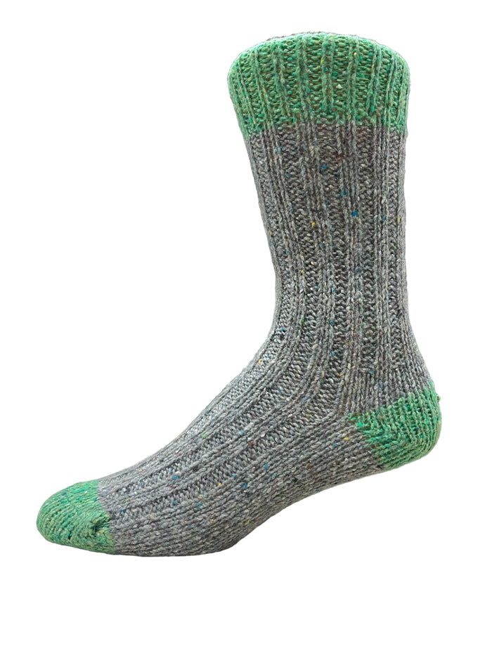 Grey and Aqua Fleck - Connemara Flecks Plus Irish Wool Socks / Medium