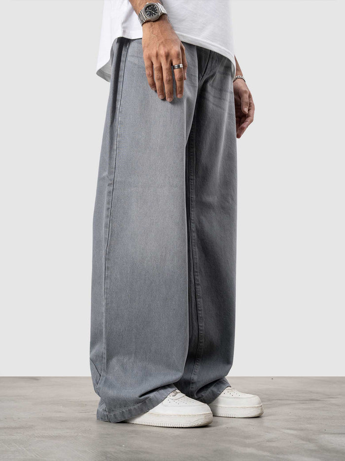 CORE denim dark stone baggy jeans detail closeup GROOVY hardware rivets Pakistan – GROOVY