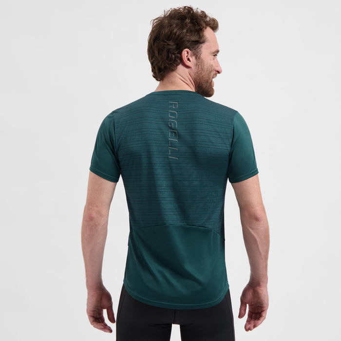 Rogelli Core hardloopshirt korte mouw heren teal gedragen achterkant.