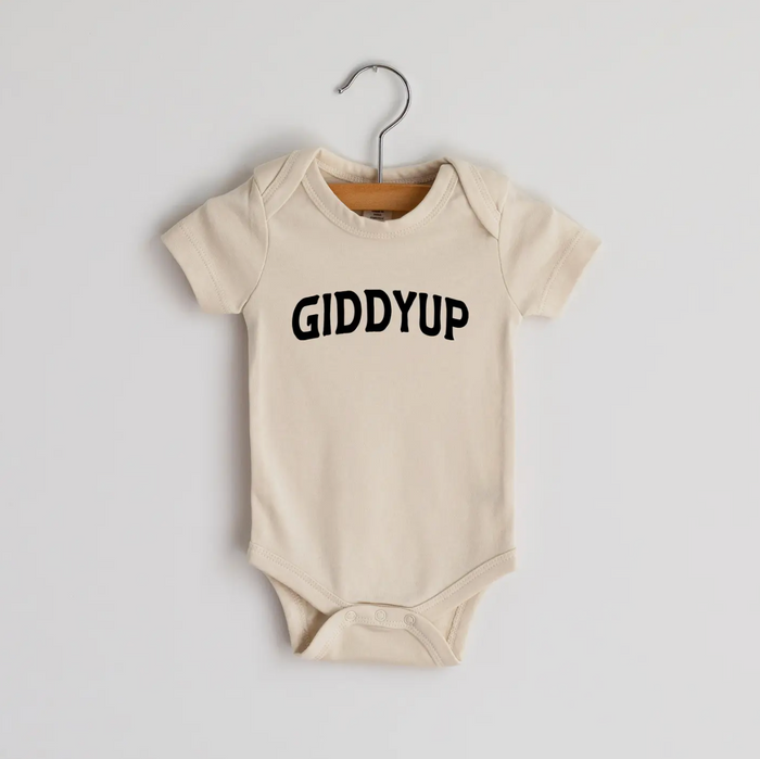 Cream Giddyup Modern Organic Baby Bodysuit