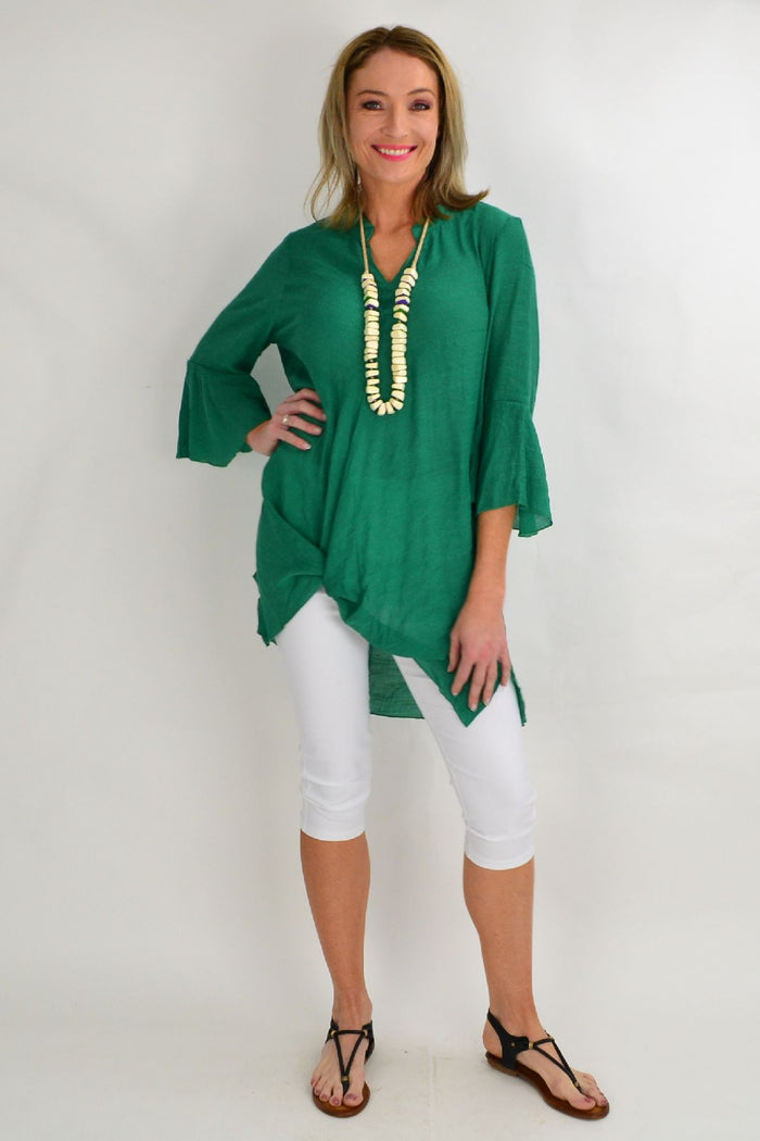 Green tunic top by Wishstone featuring a relaxed fit and comfortable fabric, perfect for casual wear.