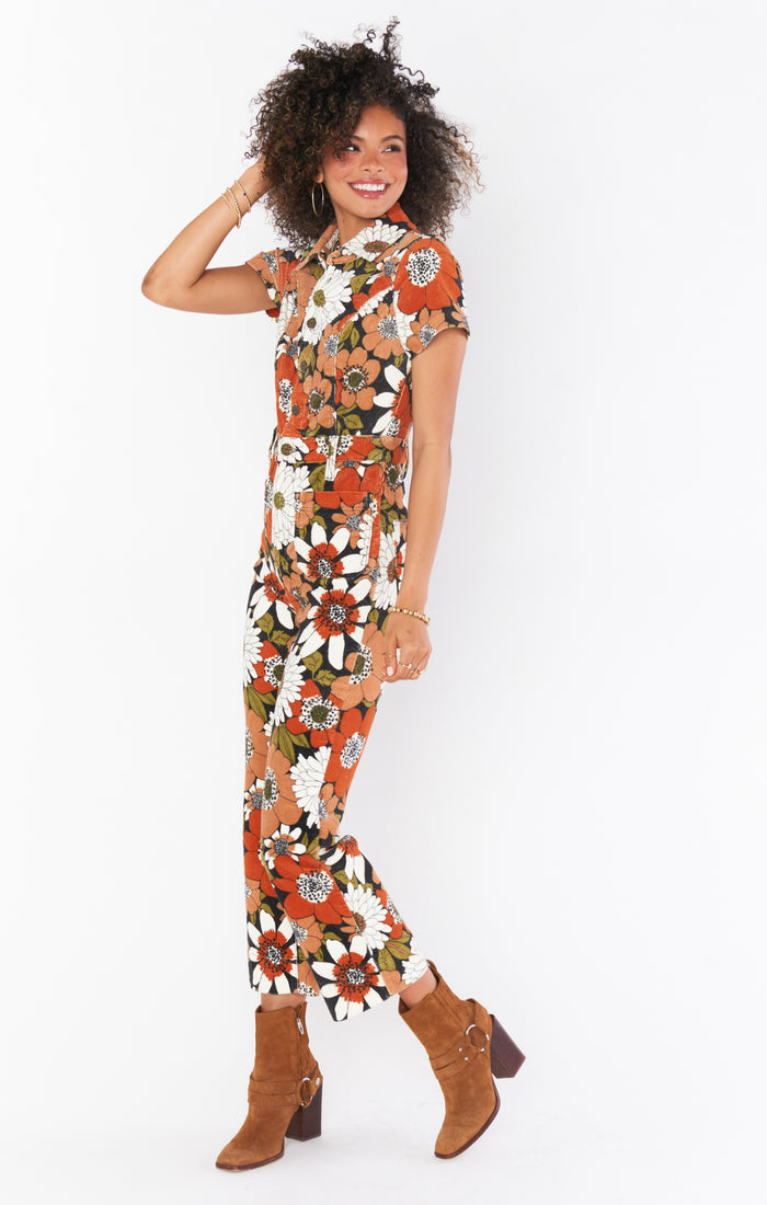 Cropped Everhart Jumpsuit ~ Hutton Floral Corduroy