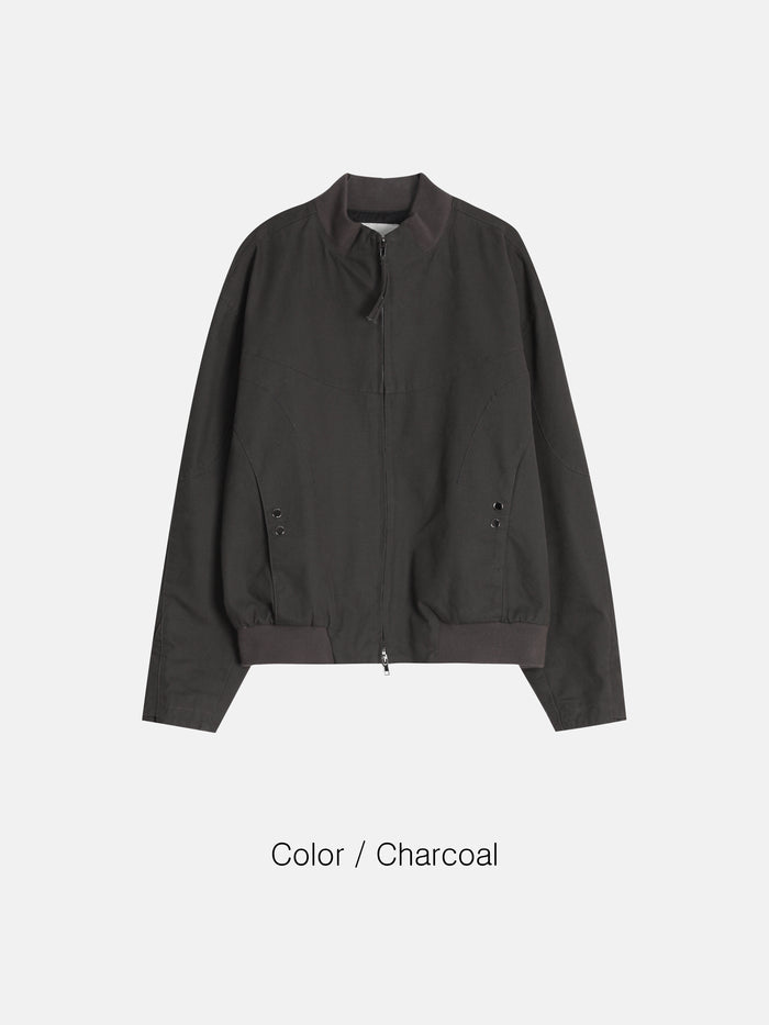 Curved Line Zip Blouson - Black / Charcoal