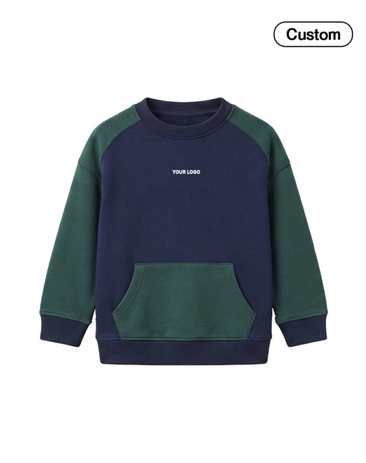 Custom Boys Sweatshirt - Colorblock Kangaroo Pocket - Personalized