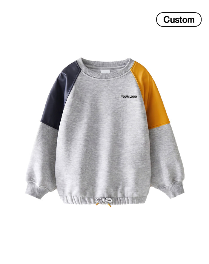Custom Boys Sweatshirt - Contrast Raglan Cord-Hem - Personalized