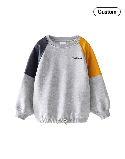 Custom Boys Sweatshirt - Contrast Raglan Cord-Hem - Personalized