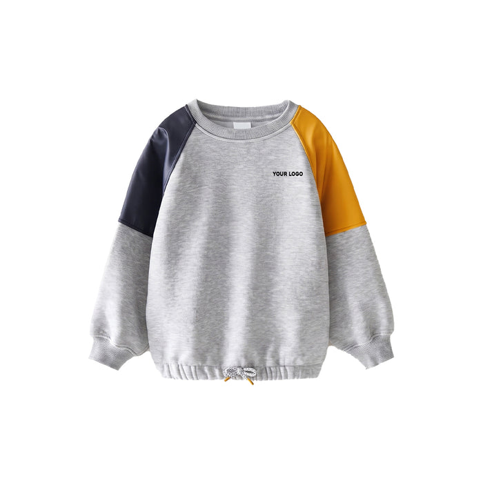 Custom Boys Sweatshirt - Contrast Raglan Cord-Hem - Personalized