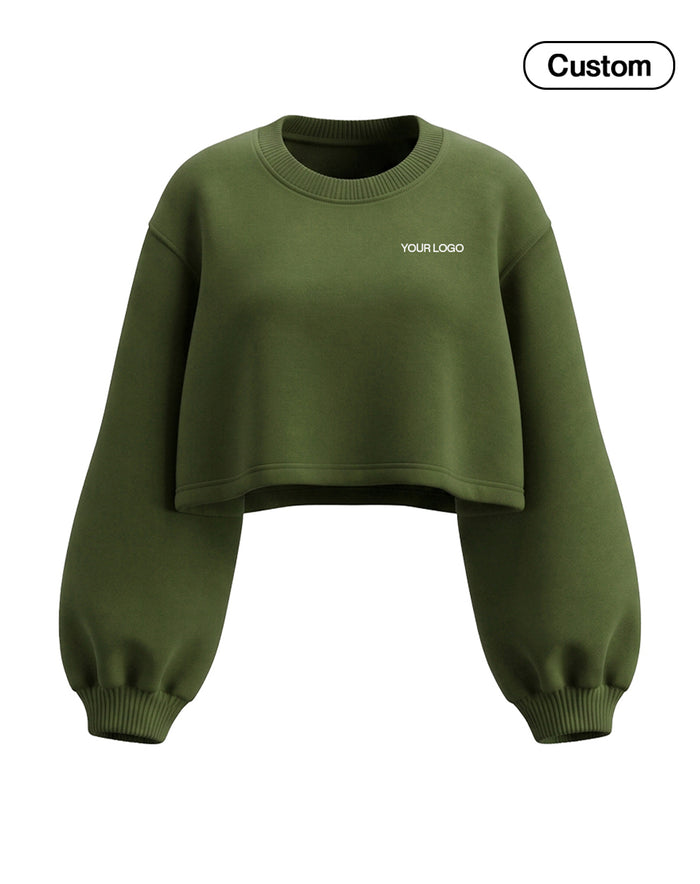Custom Cropped Sweatshirt - Balloon Sleeve - Personalized
