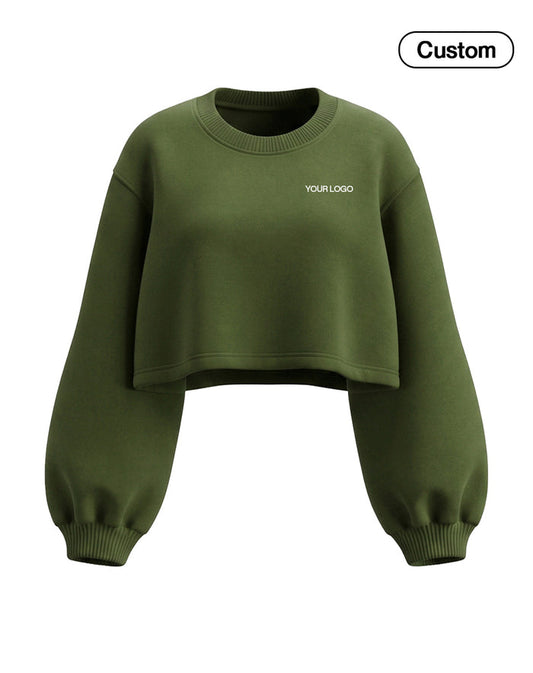 Custom Cropped Sweatshirt - Balloon Sleeve - Personalized