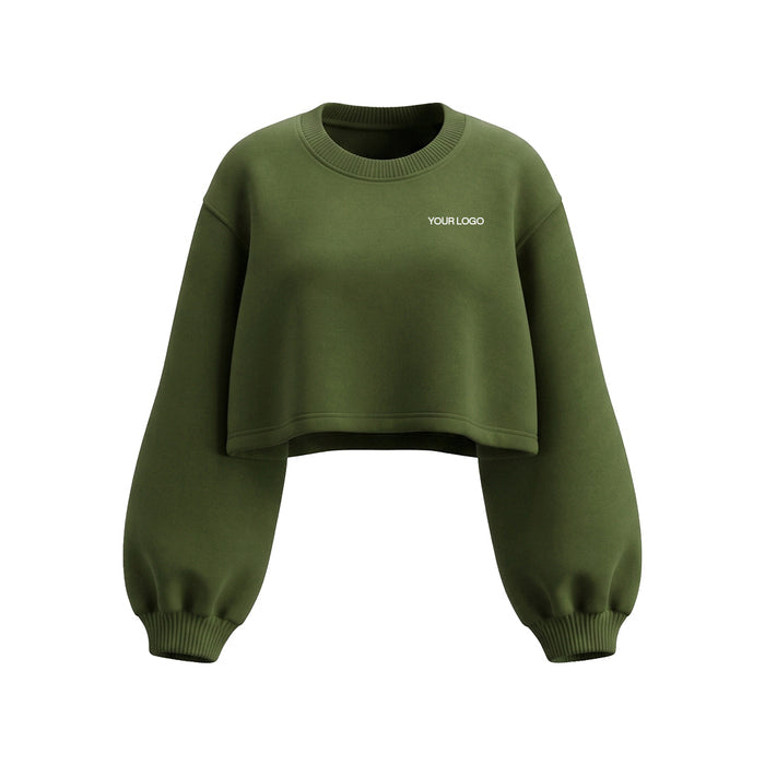 Custom Cropped Sweatshirt - Balloon Sleeve - Personalized