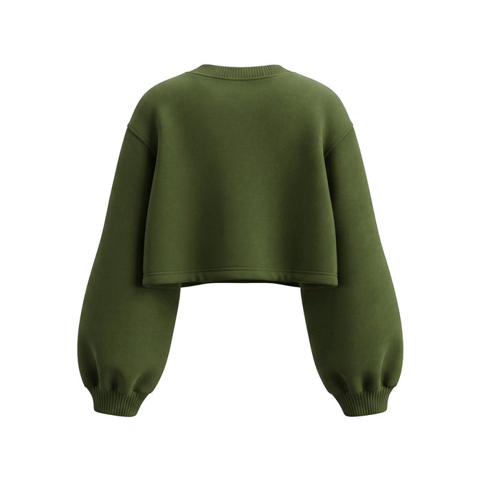 Custom Cropped Sweatshirt - Balloon Sleeve - Personalized