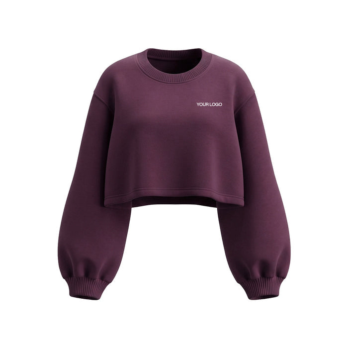 Custom Cropped Sweatshirt - Balloon Sleeve Loose - Personalized