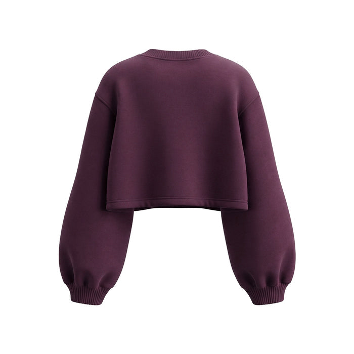 Custom Cropped Sweatshirt - Balloon Sleeve Loose - Personalized
