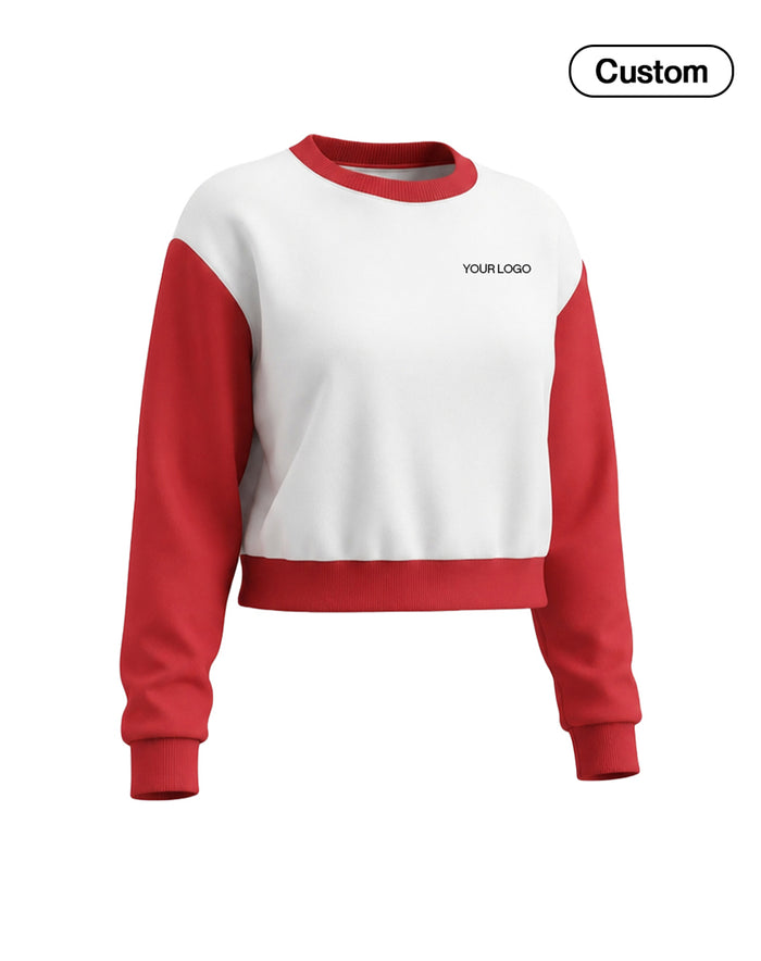 Custom Cropped Sweatshirt - Contrast Sleeve - Personalized Pullover