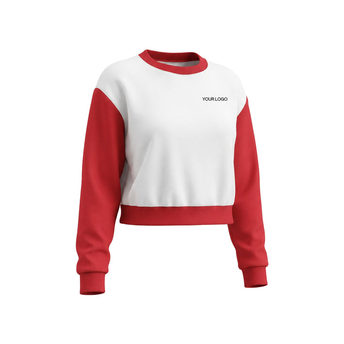 Custom Cropped Sweatshirt - Contrast Sleeve - Personalized Pullover