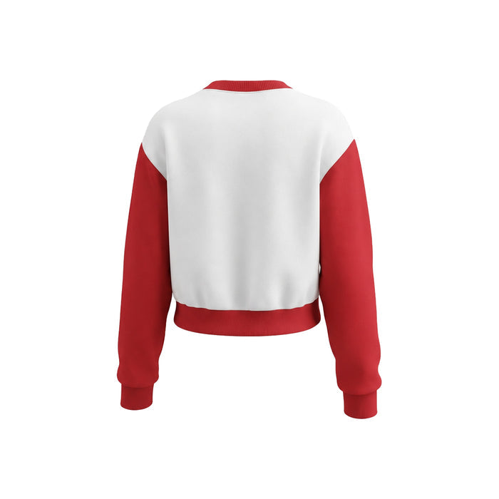 Custom Cropped Sweatshirt - Contrast Sleeve - Personalized Pullover