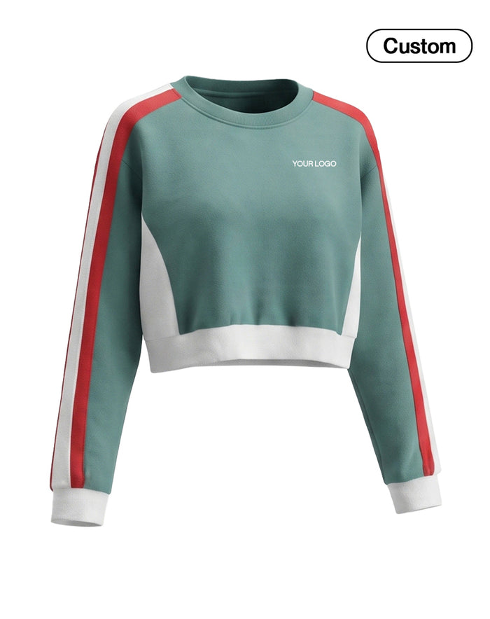 Custom Cropped Sweatshirt - Double Racing Stripe - Personalized