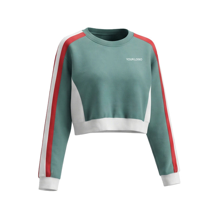 Custom Cropped Sweatshirt - Double Racing Stripe - Personalized