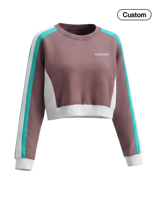 Custom Cropped Sweatshirt - Dual Racing Stripe - Personalized