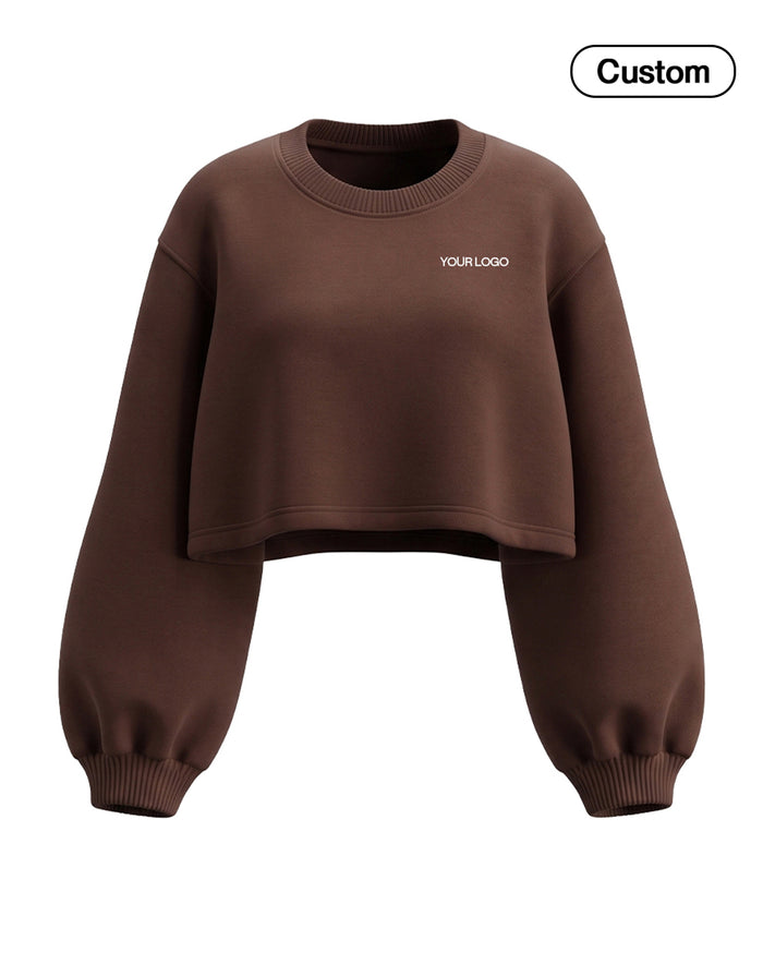 Custom Cropped Sweatshirt - Loose-Hem Long Sleeve - Personalized